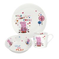 <span>Enter the amazing world of Peppa Pig with this new range of tableware and gifts. The eye catching design features leading characters, five-year old Peppa and her younger brother George, set in a series of colourful designs that depict the pair having plenty of fun in muddy puddles. The fun design also appears on the packaging, making it for the perfect gift for Peppa fans everywhere. This product is designed in our studios in Stoke on Trent, England. This item is manufactured outside of the UK to the stringent quality and craftsmanship that Portmeirion Group is known for.</span>