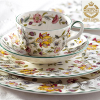 <span>Ideal for both the big occasion and everyday dining, Minton Haddon Hall lets you lay the table with an ingenious twist on traditional, floral themed white bone china: it's distinctive decorative pattern is inspired by a tapestry hanging in the English country hall of that name in Derbyshire.&nbsp;</span><br /><span><br />Made in England.</span>