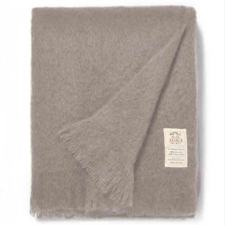 AVOCA Mohair Blend Mushroom Throw 56"x72" Large