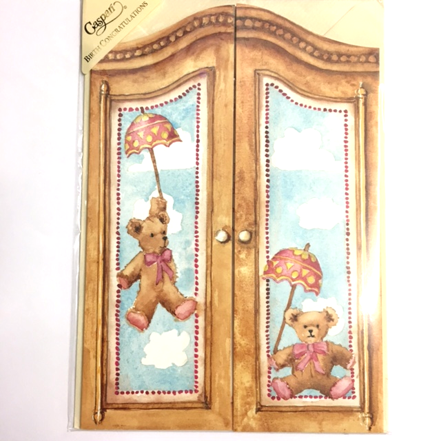 Caspari New Baby Wardrobe Pink Single Card