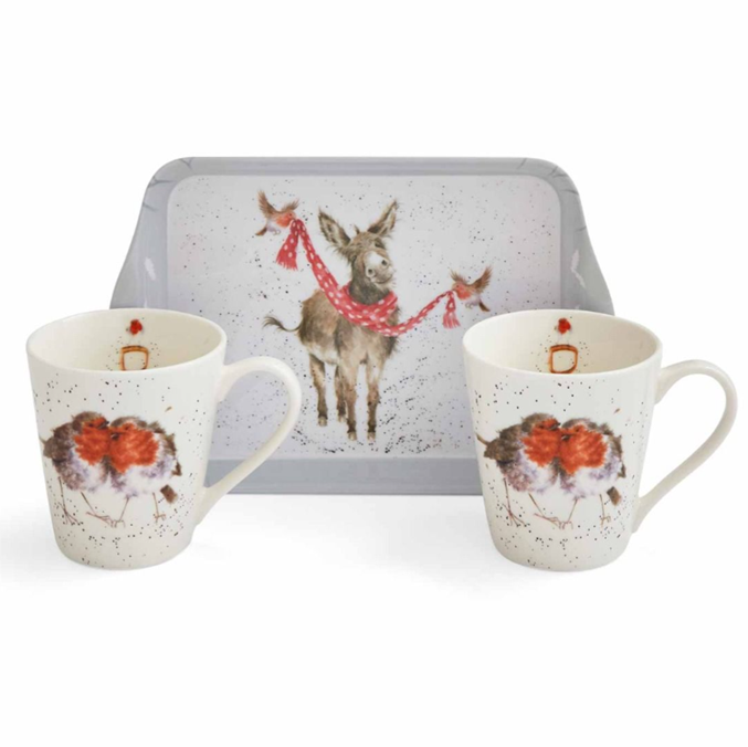 Wrendale Designs Set 4 Tazze Natalizie Bone China | Gufo, Oca, Cane E Lepre Per Cioccolata Calda - Regalo Di Natale
