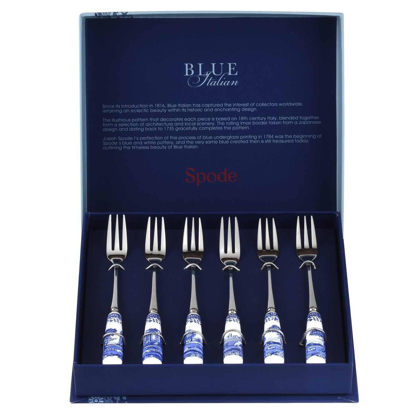 Spode Blue Italian Pastry Forks Set of 6 1102