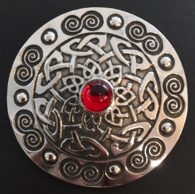 Ladycrow Silks Pewter Scarf Ring Celtic Spiral Red