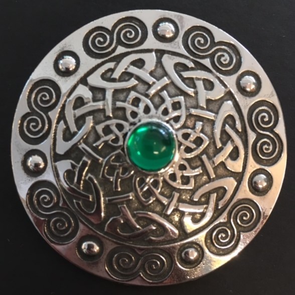 Ladycrow Silks Pewter Scarf Ring Celtic Spiral Green