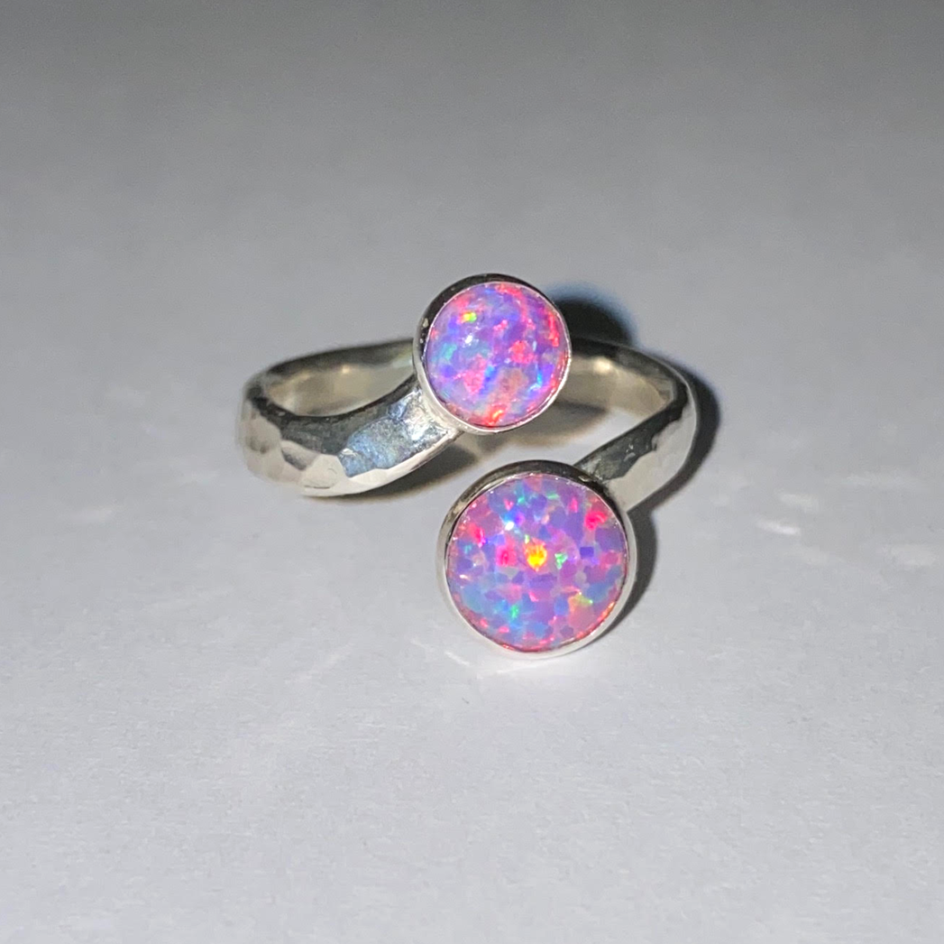 LAVAN - Sterling Silver Ring Small & Large Purple Opals R780PU