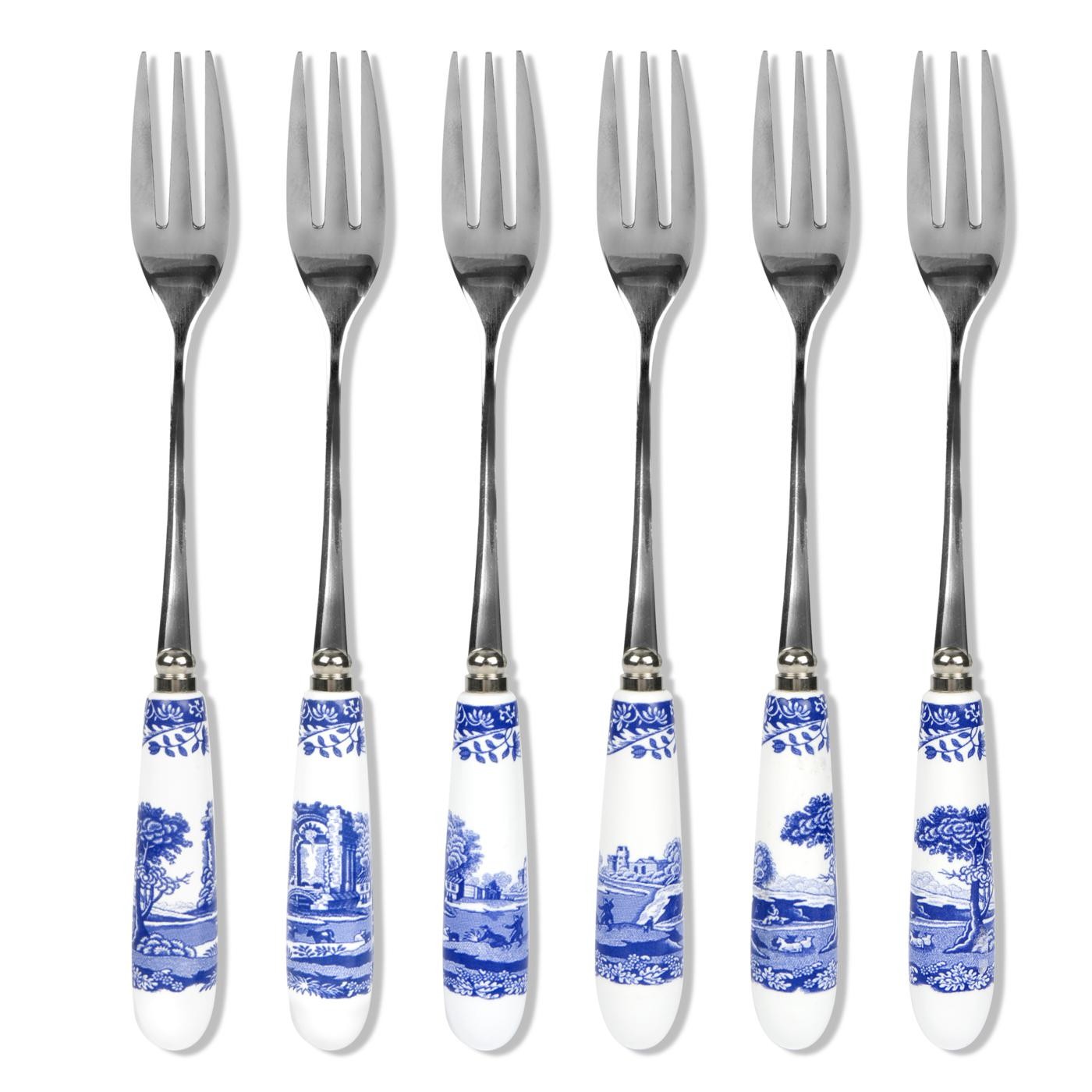 Spode Blue Italian Pastry Forks Set of 6 1102