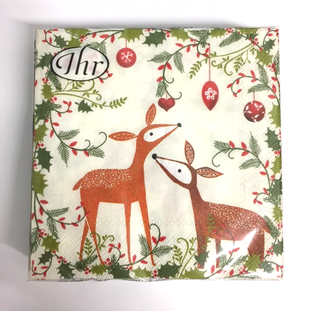 IHR Small Cocktail Napkins/Serviettes Xmas Animals (Deer/Fox)*