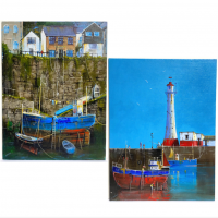 Original oil paintings by local Cornish artist, Spraggs.