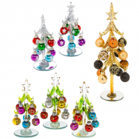 Beautiful decorated glass Christmas trees with removable baubles.