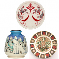 Special Christmas decorative plates, vases and plaques available at Morrab Studio.<br /><br /><br />