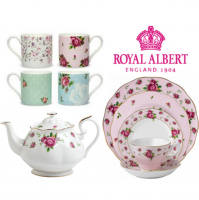 Embrace a contemporary take on a classic with the New Country Roses collection. A modern adaptation of the original and best New Country Roses design, this new twist sees the statement signature floral pattern sit atop a stunning soft backdrop for a girlish demeanour and delightful appeal. Crafted to superior quality from fine bone china, this compilation of pieces is vibrant and vivacious, featuring a gorgeous vintage pattern in a soft brushed finish. A charmingly fashioned afternoon tea set, classic forms meet intricate detailing with vibrant colours and a lustrous gold rim. Mix and match pieces such as cups and saucers with dessert plates to create your very own tea party set to sit with friends for the most perfect afternoon-tea setting. Beautifully finished teapots will pour your favourite flavours into delicate teacups that rest atop of matching saucers for a modern decadence that boasts a youthful touch.<br /><br /><span>All our stock is new from the supplier, Royal Albert.&nbsp;</span><br /><br /><br /><strong>Offical UK Stockist</strong>
