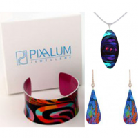<p><span style="color: #008000;"><strong>All products you see are IN STOCK right now.</strong></span><br /><br />Pixalum design and create stunning collections of fashion jewellery in highly patterned, colour-drenched aluminium. Very light in weight and striking in design.</p>
<p><strong>Pixalum Say</strong><em>:-''The simple made beautiful</em>&nbsp;is the stylistic idea which links all our products and reflects our emphasis on using clean, modern forms. To these we apply our bold colour- blocked patterns which can be intricate and detailed, geometric or abstract to brighten your wardrobe. Each piece is original and handmade and finished by hand by us in the UK.''<br /><br /><span style="color: #ff00ff;">Please Note: We do not accept the return for exchange or refund of earrings for pierced ears, for Health and Safety reasons. Unless damaged or unsatisfactory condition.</span></p>