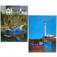 <br />Original oil paintings by local Cornish artist, Spraggs.<strong><br /></strong>