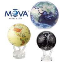 <span>The MOVA globe is a world globe that turns gently using solar energy and the earth's magnetic field. No batteries or wires are required. Simply place the Mova globe on its stand and your Mova globe will come to life and start to turn when exposed to natural or artificial light. Light passes through the graphic design onto specialised solar cells within the globe. These cells provide an electric current to a drive mechanism that moves the globe at a very low speed. The Mova globe floats at a perfect point of balance between gravitational forces of the surrounding fluids. Carefully designed to operate in complete silence, the Mova globe turns at a peaceful and tranquil pace.</span><br /><br /><span>The MOVA globes work well near a window but should be positioned so that they receive minimal exposure to bright, direct sunlight. They are heavy for their size but are a spectacular eye-catching product, an ideal focal point for any room or office.</span>